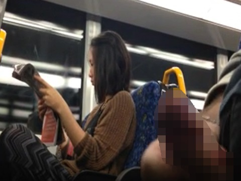 Flash Asian Girl on Train