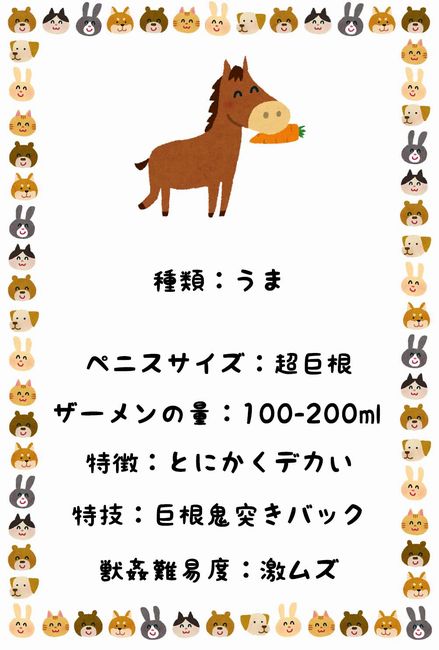 獣姦における馬の特徴まとめ