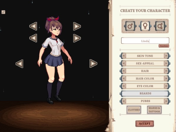 キャラクター設定画面