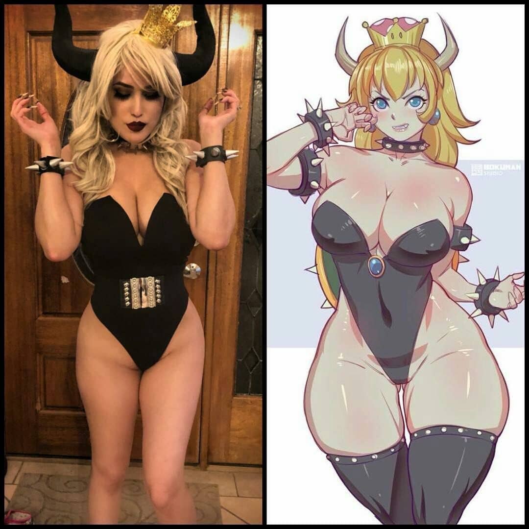 むっちり巨尻なコスプレイヤーがクッパ姫の過激コスプレ