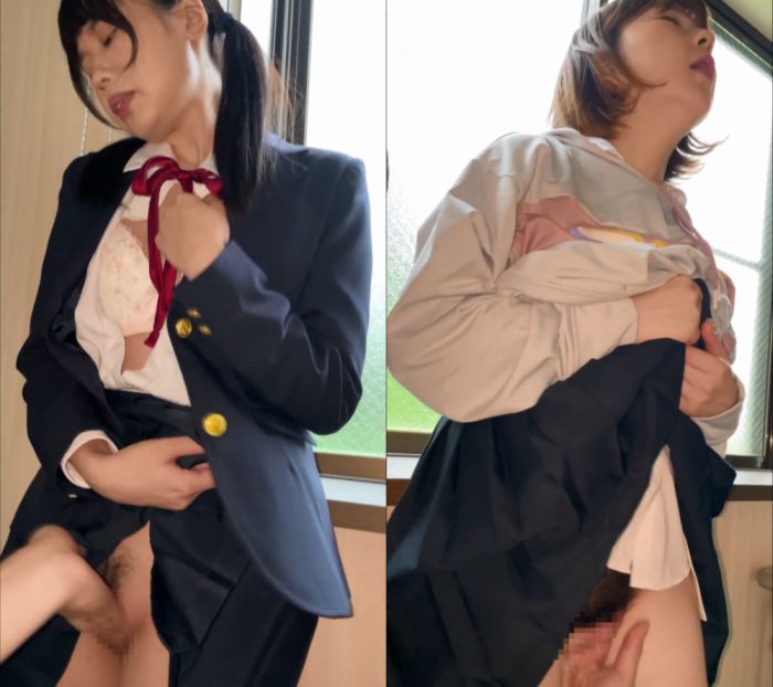 【交渉痴漢③】佐○市の純朴JK2人組に市の公共施設の空き部屋で生中出し&ぶっかけ2連発-008