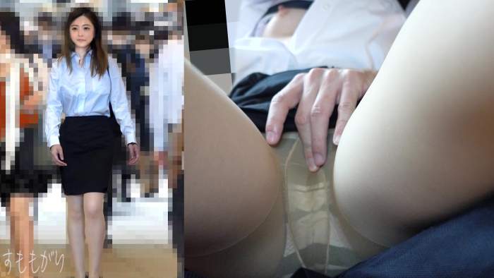 【電車痴漢】エロスーツ美人OLのパンスト破って鬼畜中出し!お漏らし潮吹きで敏感な下半身がびしょ濡れ電車内痴漢-004