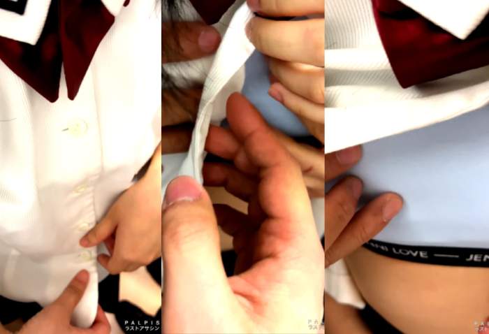 【忍射Ep35】生娘に集団で触りとぶっかけ。初夏の車内にて。-004