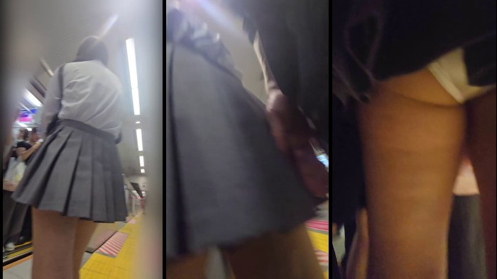 痴かん狂信者 #72【★4】神の美脚を持つミニスカ娘を同業者と挟み撃ち痴かん!サンドイッチ押し付け状態でも無抵抗なタゲ-003