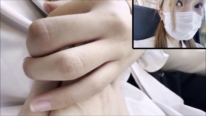 電車お触り32 めっちゃ美味しそうなコがいたので美脚をさわさわ、柔らかおっぱいをひたすら揉んでます。。正直イキそうでした。-008