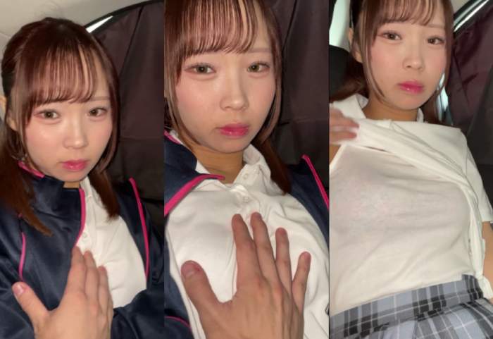 【独自入手】車内痴かん/怯える美少女を後部座席でオモチャ責め&生ハメ-003